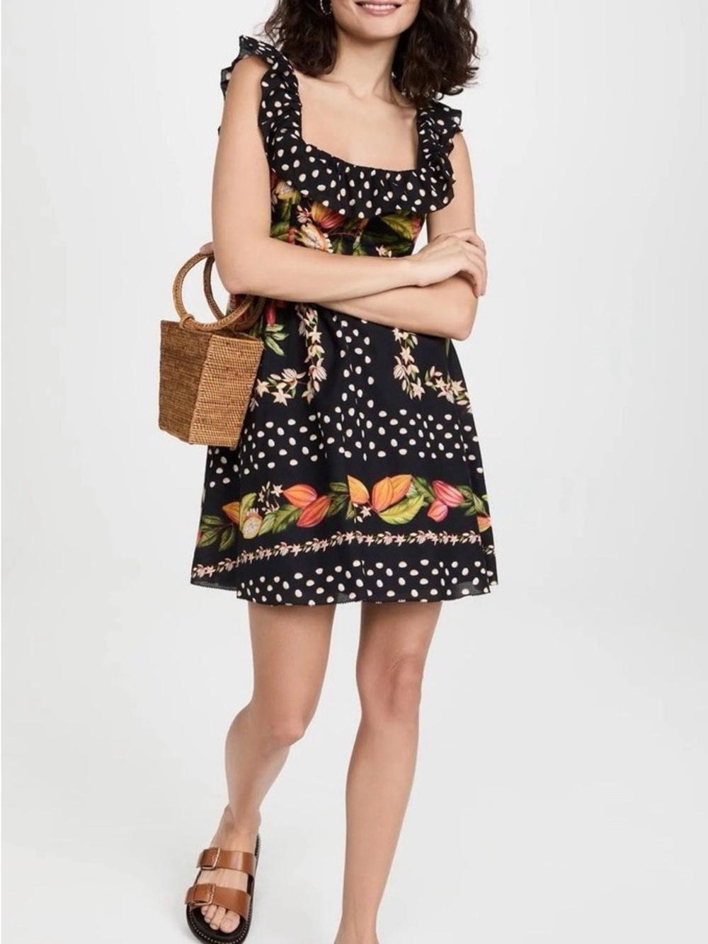 Farm Rio Cocoa Paradise Mini Dress.